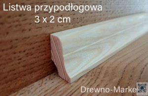 Listwa 3 x 2 cm  przypodłogowa - SOSNA
