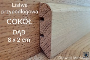 Listwa przypodłogowa  - cokół  8 x 2 cm - DĄB